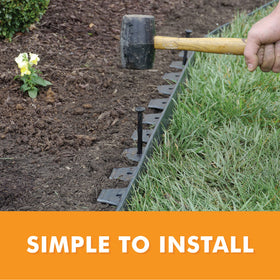 EasyFlex edging cut with garden shears to fit multiple beds.