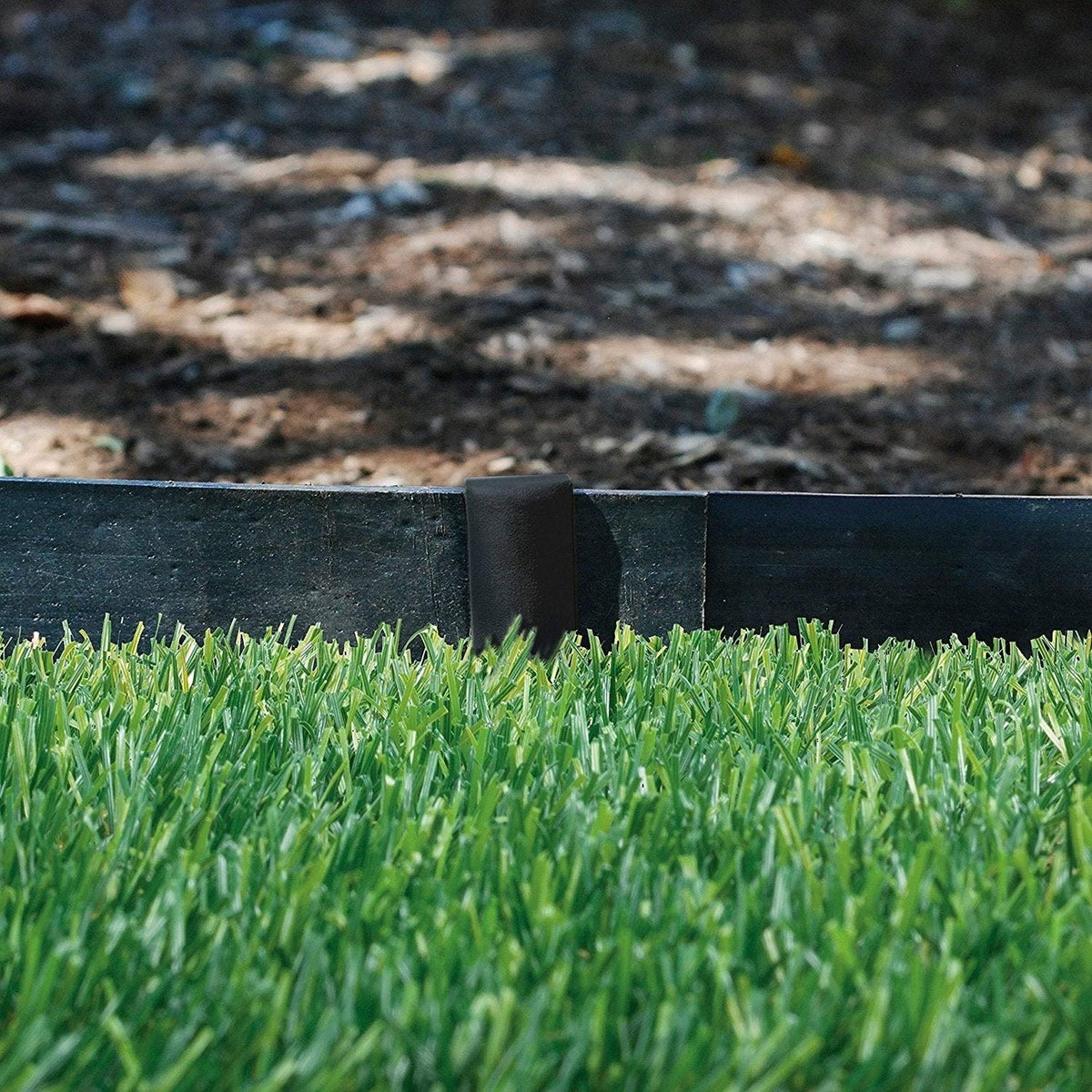 Recycled plastic border made in the USA supports sustainable landscaping projects.