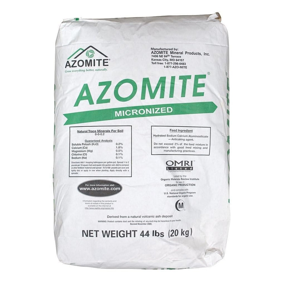 EasyGo Azomite organic trace mineral powder bulk 44 lb for soil remineralization.