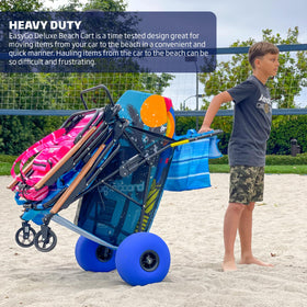 EasyGo Deluxe Beach Cart sand performance rear wheels stabilize heavy loads
