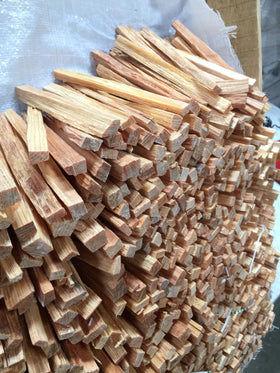 EASYGO Eco-Stix Fatwood placed with firewood to start a fire.