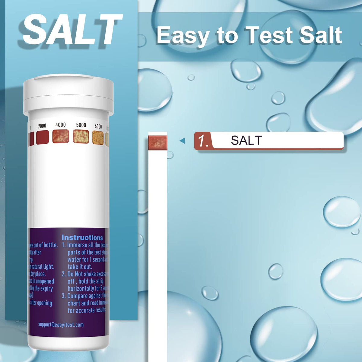 EASYTEST color chart reading guides salt content at a glance