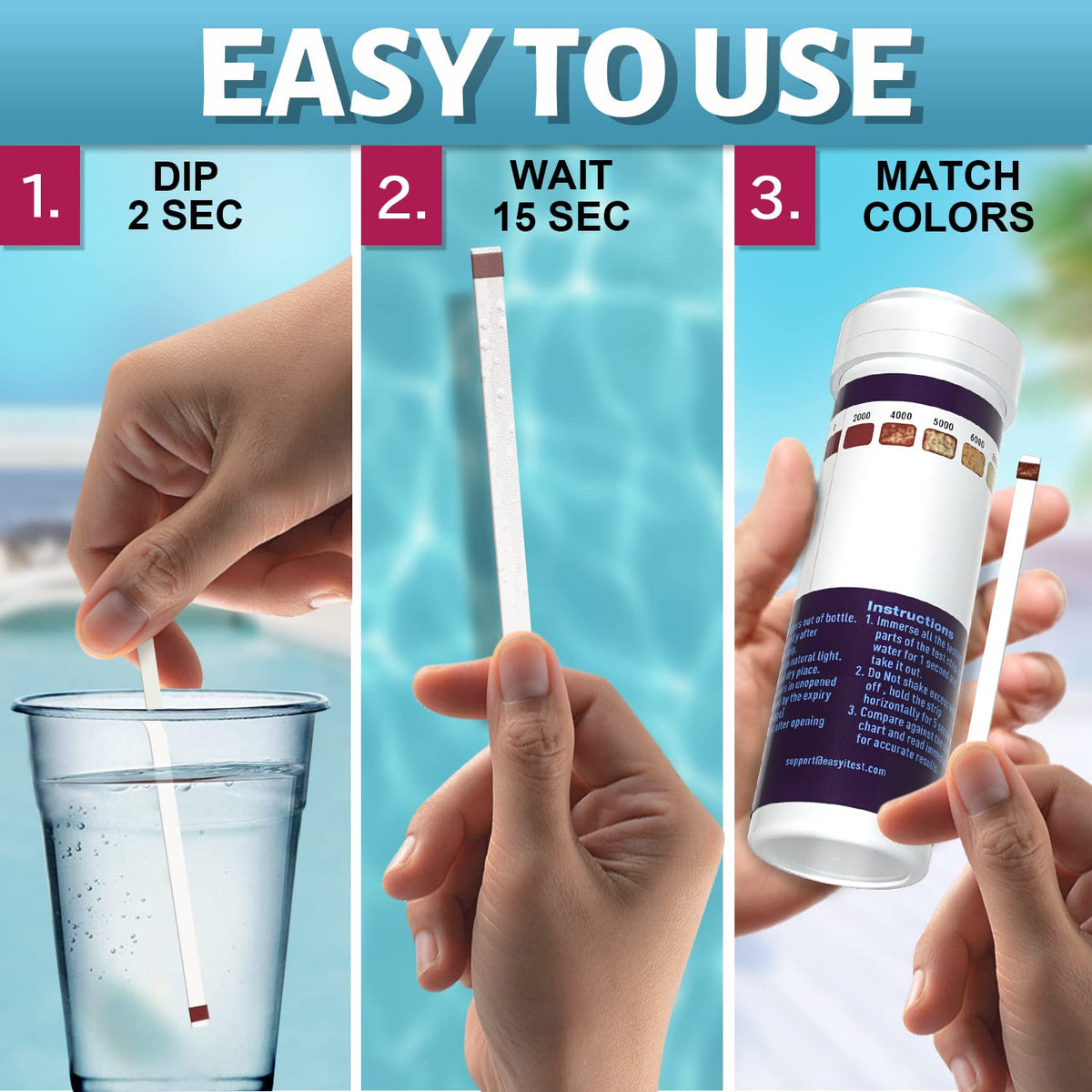 EASYTEST pool and spa testing kit for on-the-spot checks