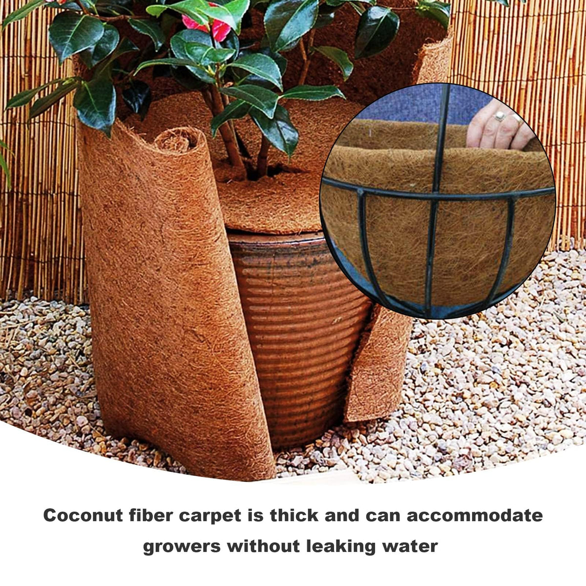 EATAKWARD brown coco liner roll—long, multipurpose, suitable for wide planters