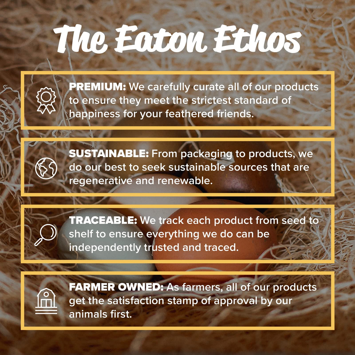 Hand-packed nesting pads by Eaton ensure consistent quality.