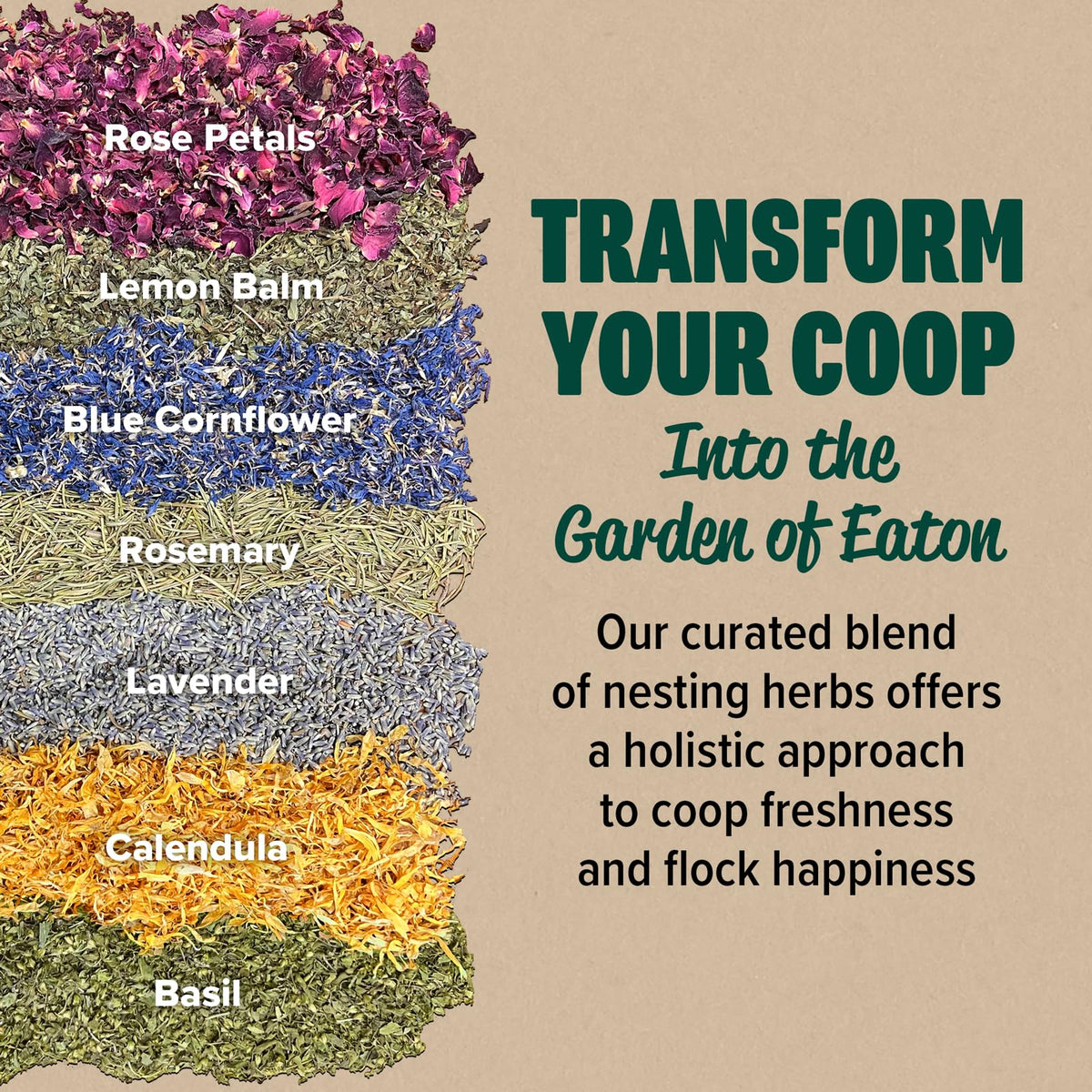 Eaton Pet and Pasture coop freshness with herb-filled nesting box