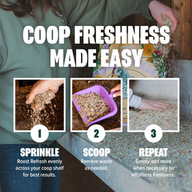 Eaton Pet and Pasture Roost Refresh transforms coop interior to a dry, fresh space.