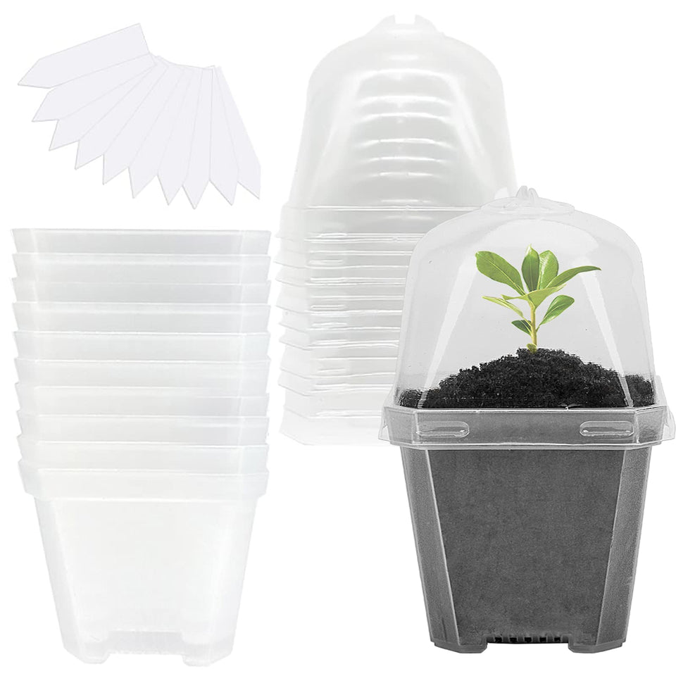 EBaokuup 10-pack 4-inch clear pots with humidity dome for seed starting
