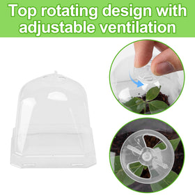 EBaokuup humidity dome on pots to maintain moisture.