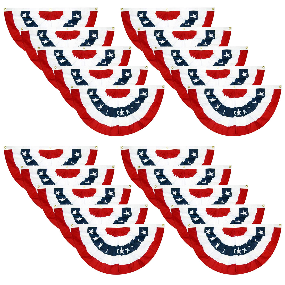 EBaokuup patriotic pleated fan flag on porch enhances outdoor festive appeal.