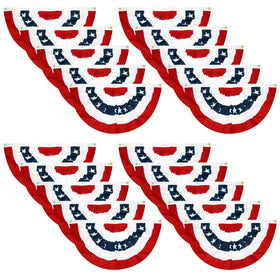 EBaokuup patriotic pleated fan flag on porch enhances outdoor festive appeal.