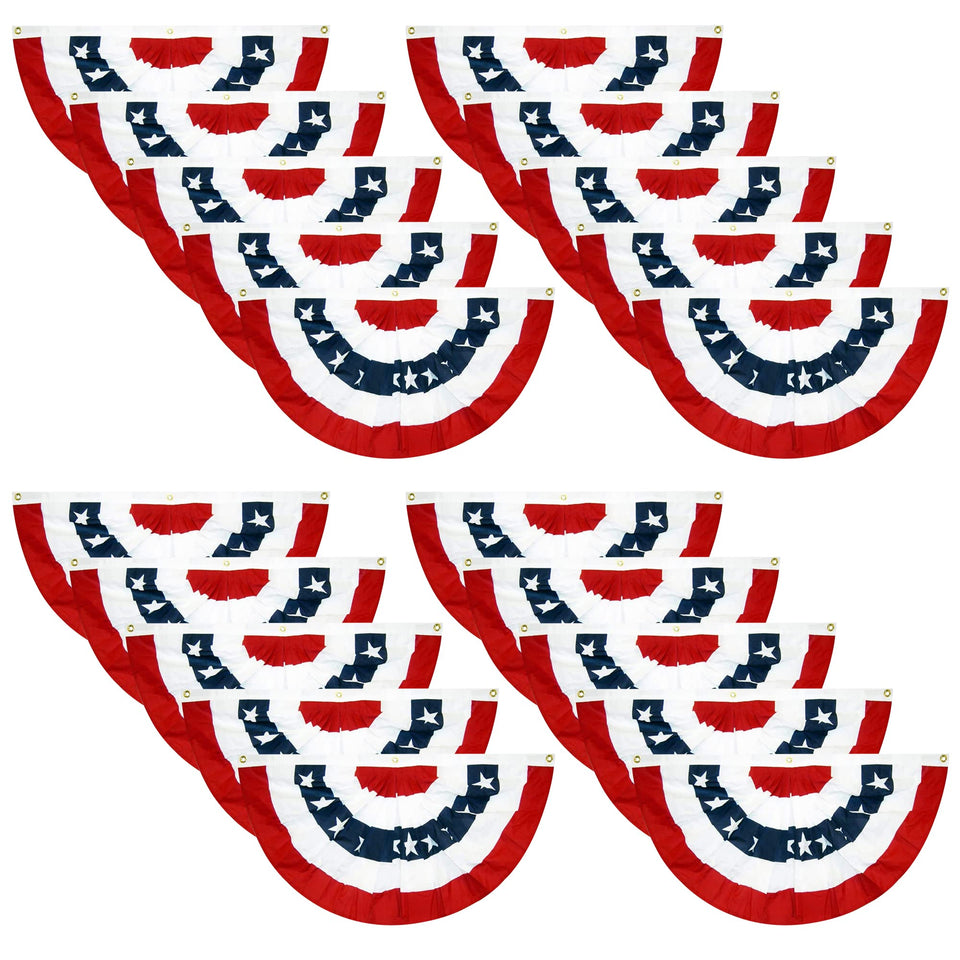 EBaokuup patriotic pleated fan flag on porch enhances outdoor festive appeal.