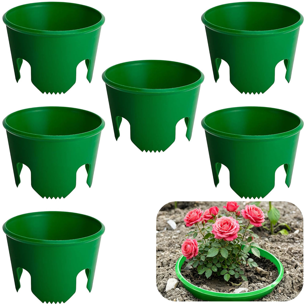 EBaokuup 7-inch planting ring closeup shows durable plastic and root-zone water directing