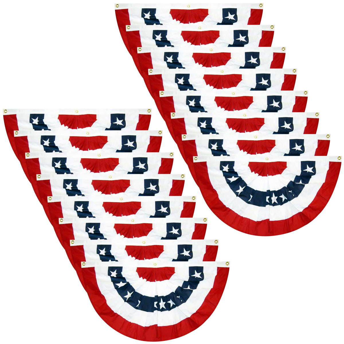 EBaokuup pleated flag banner closeup highlighting durable stitching for outdoor use.