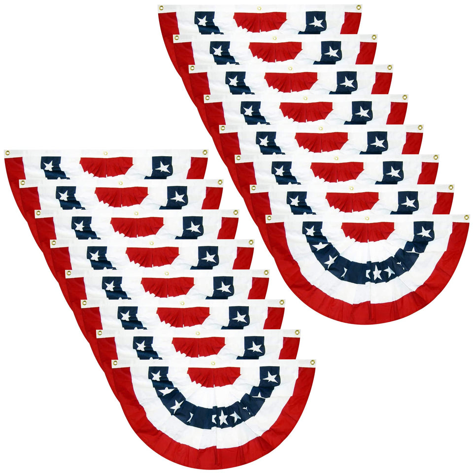 EBaokuup pleated flag banner closeup highlighting durable stitching for outdoor use.