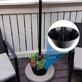 EBaokuup umbrella planter anti-scratch base protects tabletops.