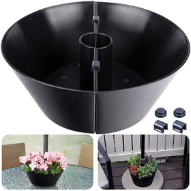 EBaokuup umbrella planter half-circle side view shows durable weatherproof design for outdoors