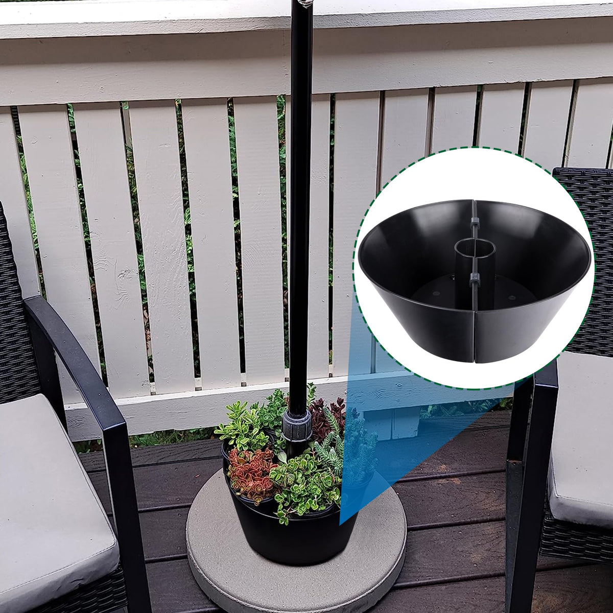 EBaokuup umbrella planter outdoor patio setup ready for flowers