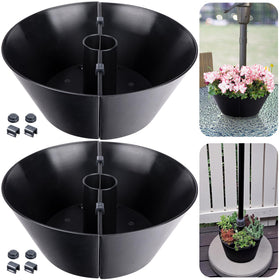 EBaokuup umbrella planter round-hole fit secures poles up to 2 inches.