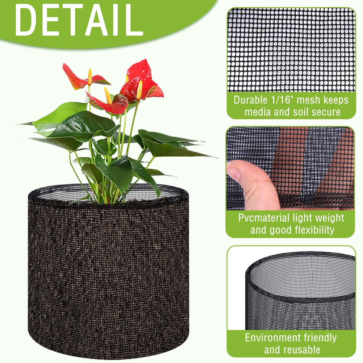 EBaokuup mesh planting pot made of durable PVC for outdoor use
