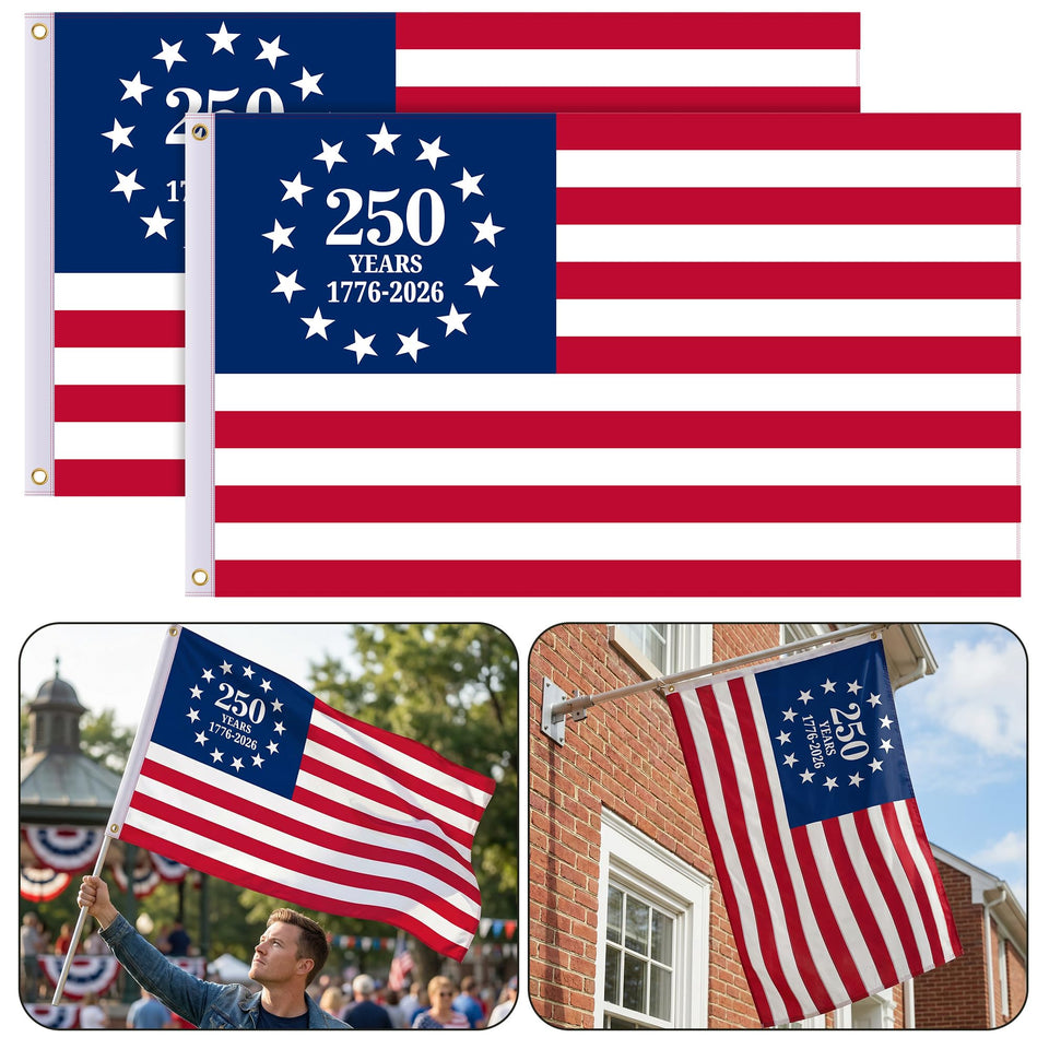 EBaokuup 250th design flag fluttering on porch for a proud home display