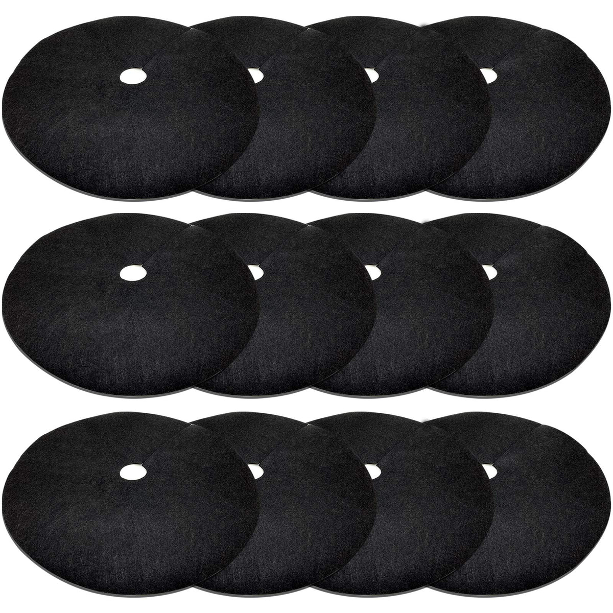 EBaokuup 12-pack tree mulch rings show durable non-woven fabric for weed control.
