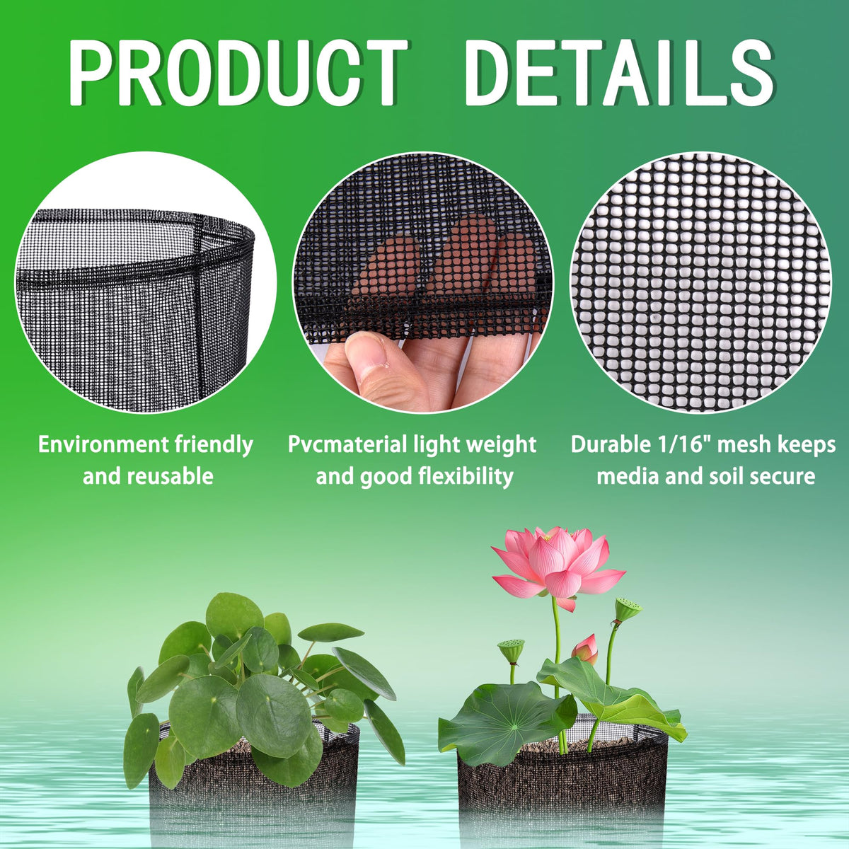 EBaokuup flexible and unbreakable PVC material in a sturdy square pond pot