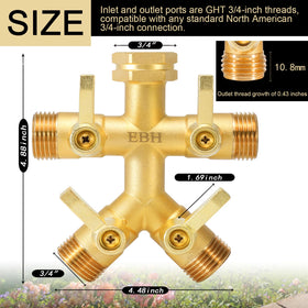 EBH 4-way hose splitter with independent on/off valves for each outlet