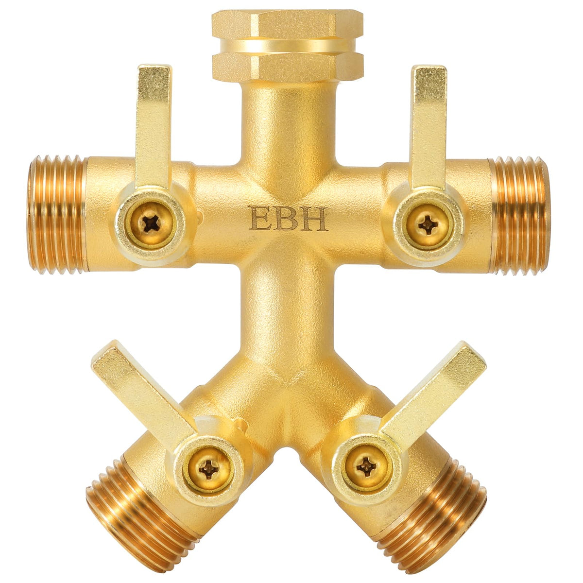 EBH brass garden hose splitter full flow demonstrates uninterrupted water to all outlets