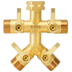 EBH brass garden hose splitter full flow demonstrates uninterrupted water to all outlets