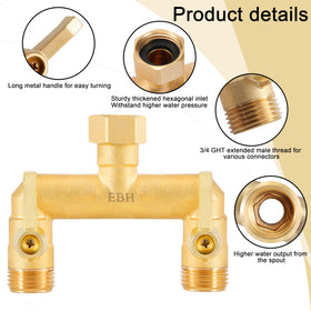 EBH brass heavy-duty splitter resists rust for reliable outdoor use in sun and rain.