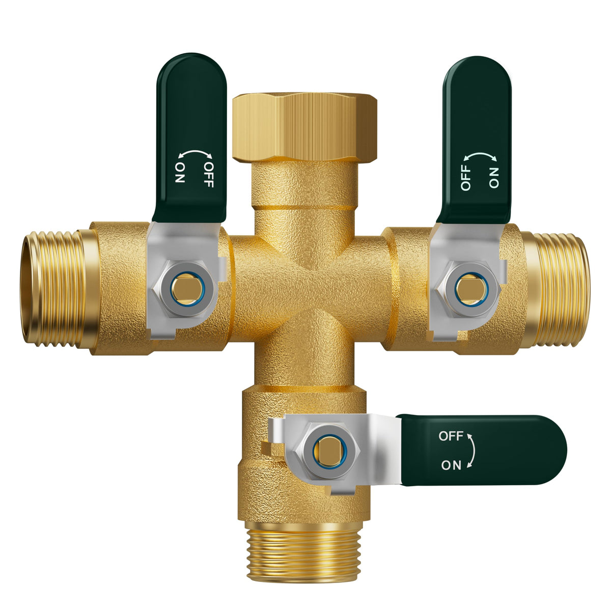 EBH garden hose splitter with brass body for durable outdoor use and weather resistance.