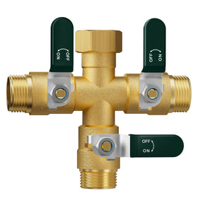EBH garden hose splitter with brass body for durable outdoor use and weather resistance.