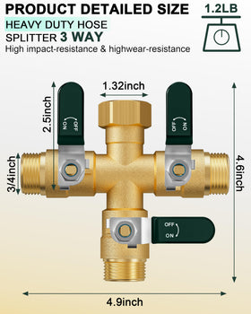 EBH splitter showing ergonomic non-slip handle for easy water control.
