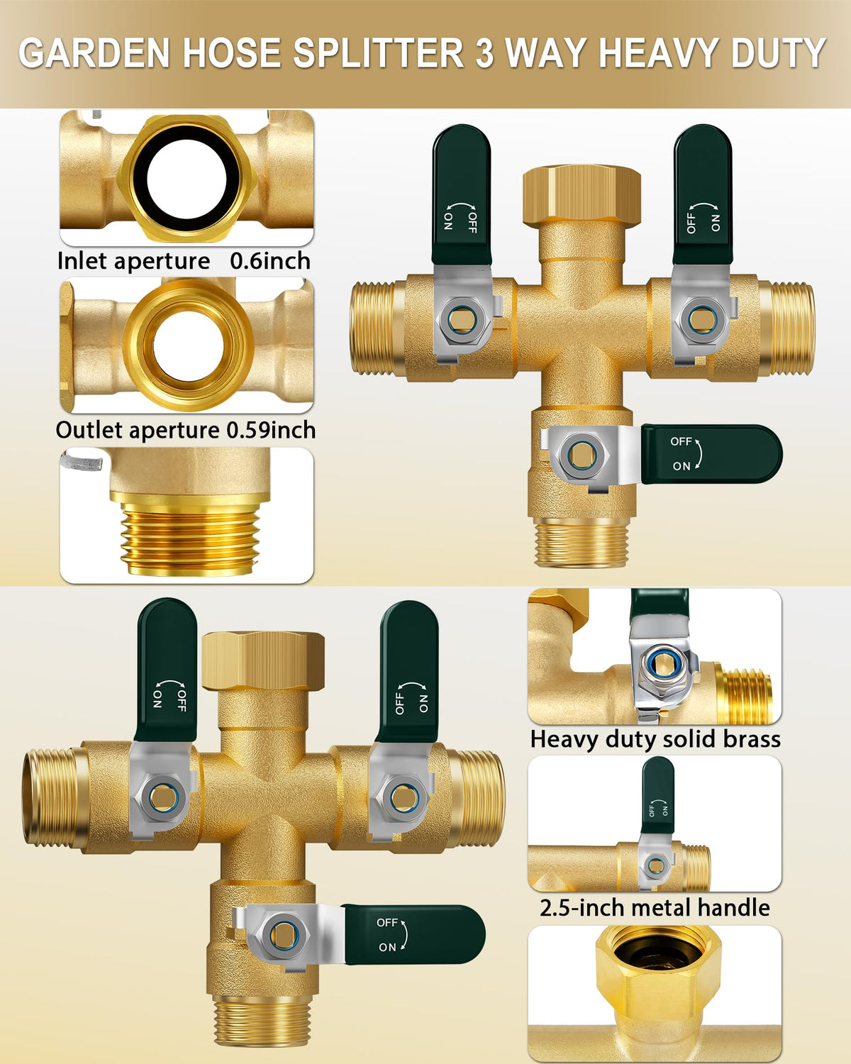 Three outlets with flow valves on EBH splitter enabling independent control.