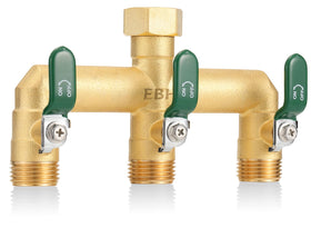 EBH garden hose splitter with heavy-duty brass body for durable outdoor use.