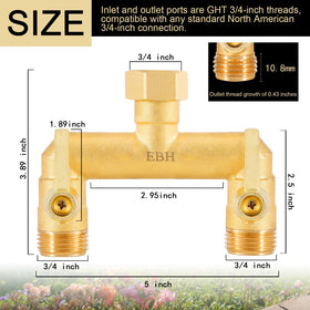 EBH hose splitter with long metal handle provides comfortable grip for precise flow control.