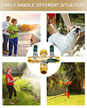 EBH garden hose splitter featuring standard 3/4-inch threaded connection.