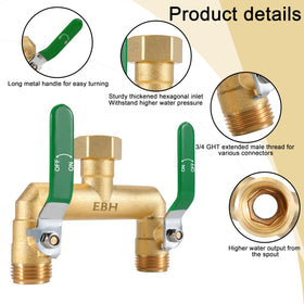EBH hose splitter showing upright outlet design for stable connections.