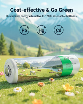 Batteries charging in sunlight with EBL AA pack.