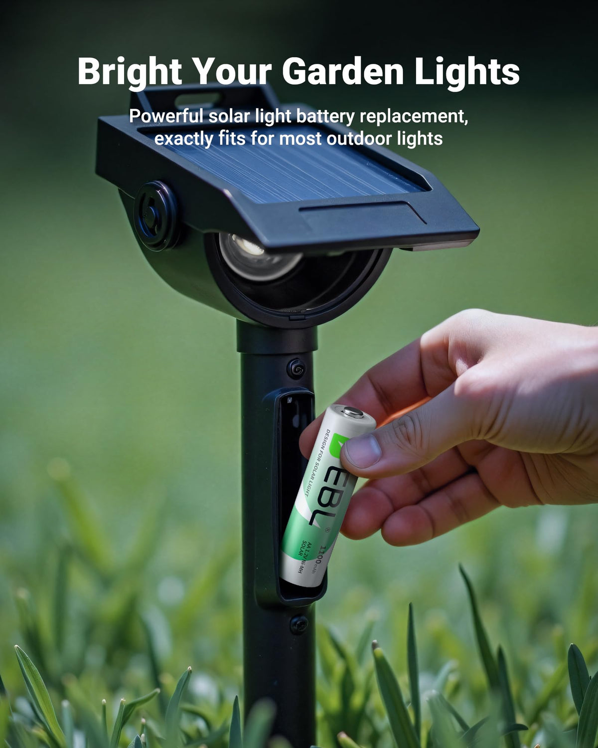 Solar garden lights using EBL AA batteries with reliable seasonal performance.