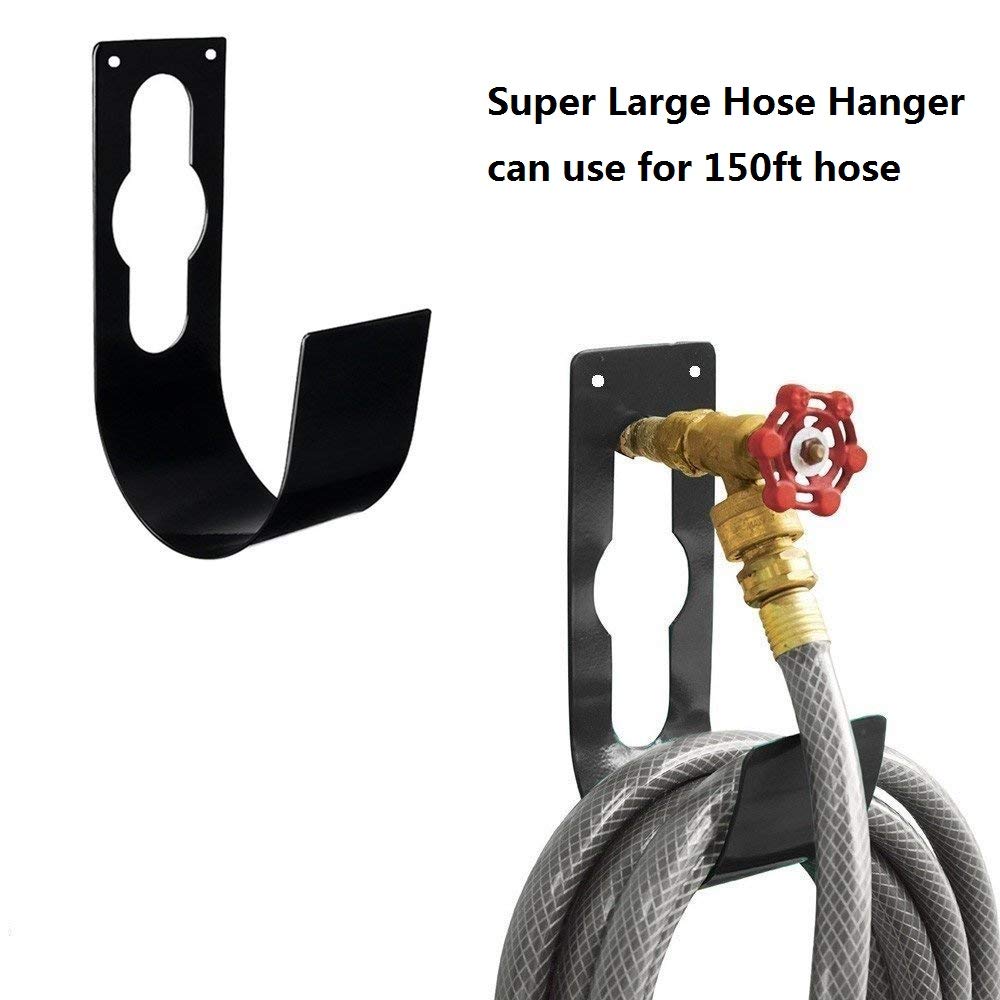 Ebliiny heavy-duty black hose holder offers rust-resistant outdoor storage.