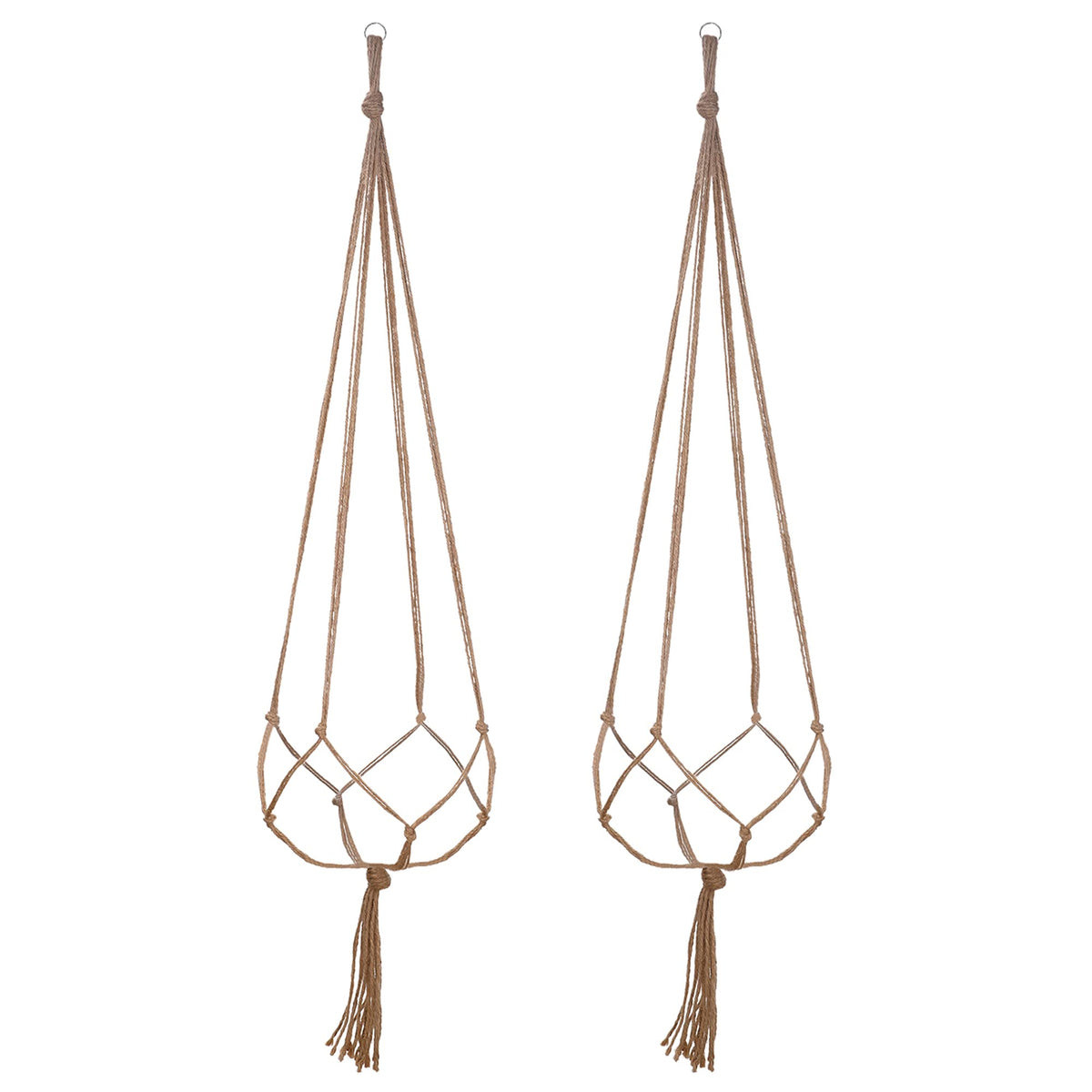 EBOOT 2 Pack large macrame plant hanger in linen, 4-leg design for versatile indoor use