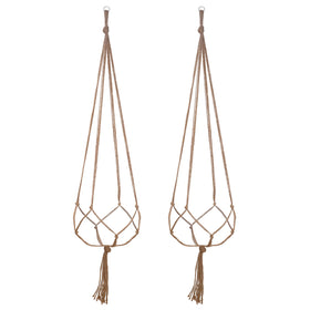 EBOOT 2 Pack large macrame plant hanger in linen, 4-leg design for versatile indoor use