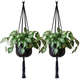EBOOT 2-pack black macrame hanger with stainless top ring for secure hanging.