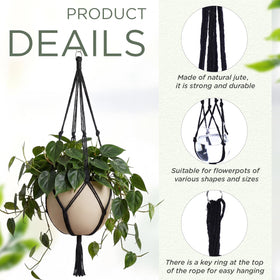 EBOOT hand-knotted jute hanger adds natural texture to any decor.