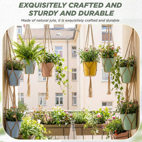 EBOOT austere-style macrame hanger blends with decor for a subtle look.