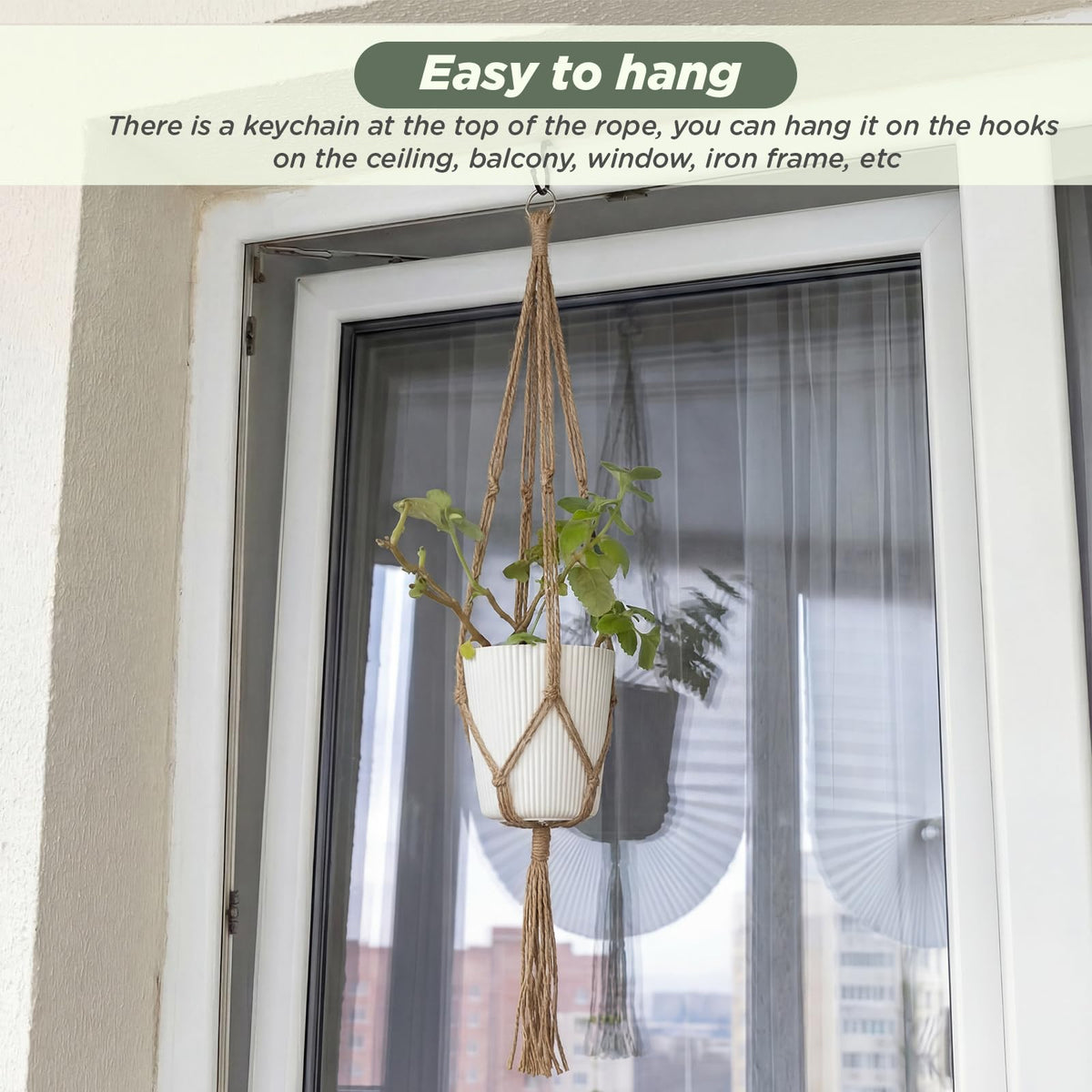 EBOOT macrame hanger suitable for indoor and outdoor plant display.