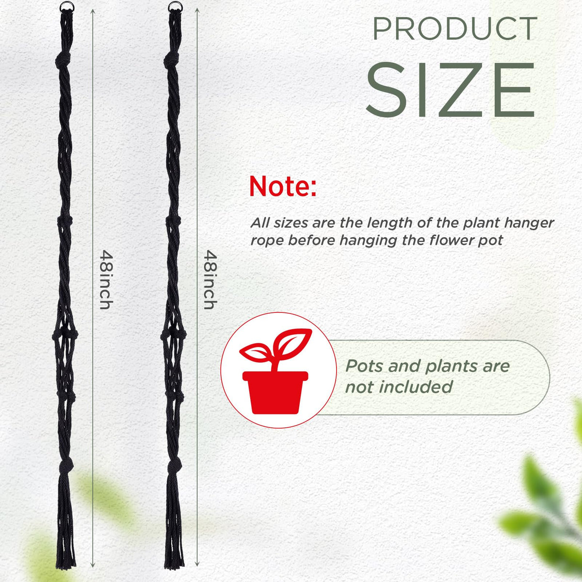 EBOOT large four-leg macrame plant hanger, 48 inches for bigger pots.