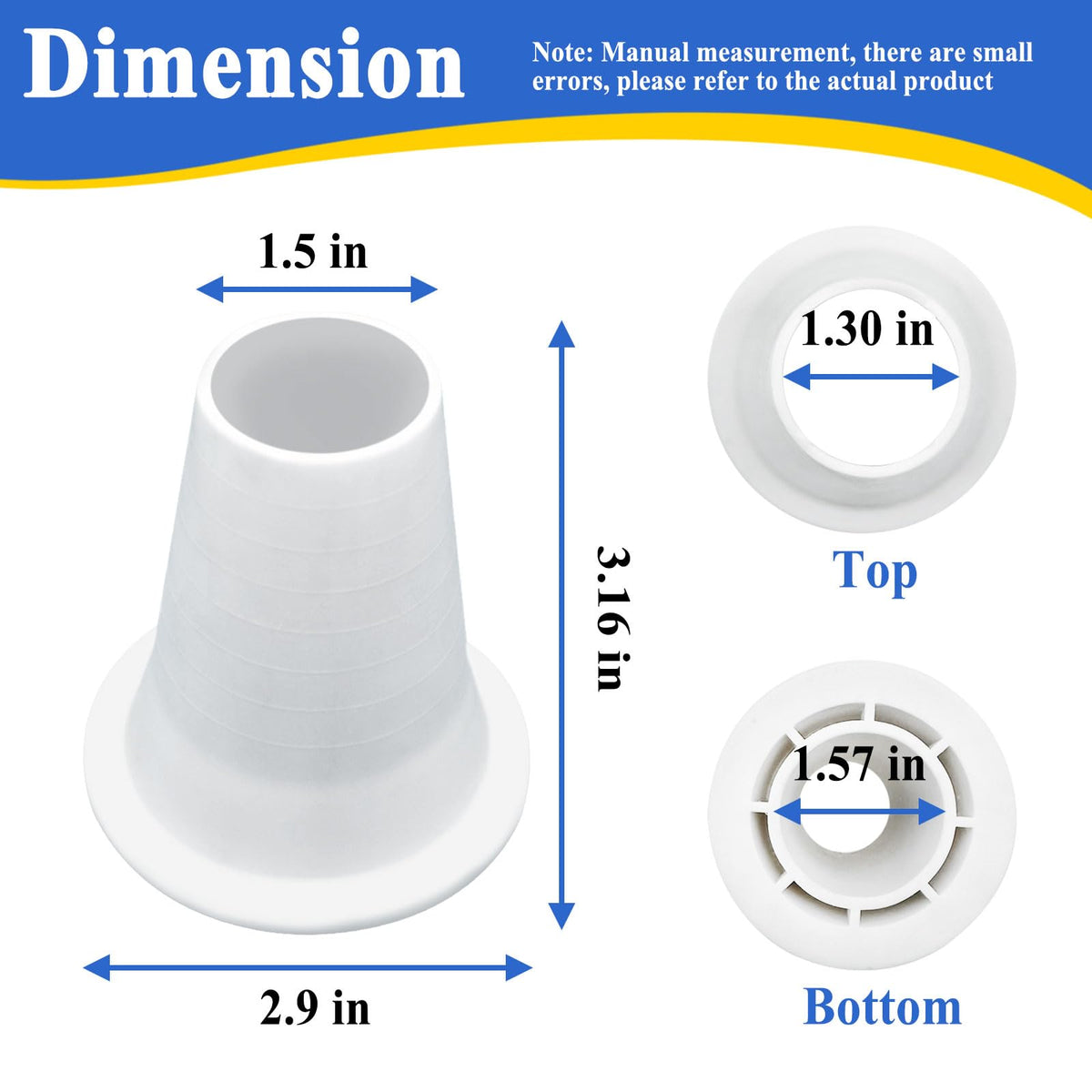Ebrmeiwo cone reducer on pool cleaner hose reduces wear and vibration